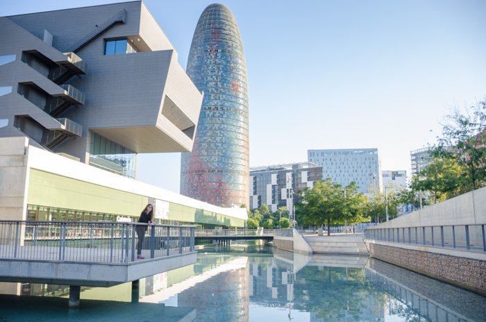 The Glories Tower in Barcelona, a bullet-shaped 44, high tower