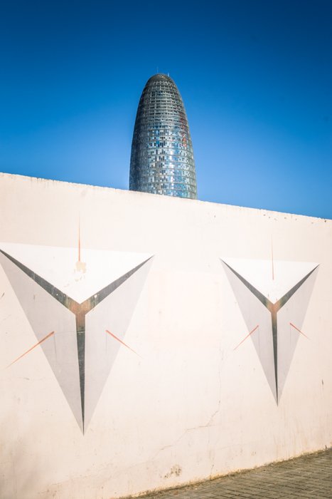 The Glories Tower in Barcelona, a bullet-shaped 44, high tower