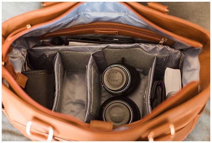 Photography of the Kelly Moore Libby 2 Bag's interior.