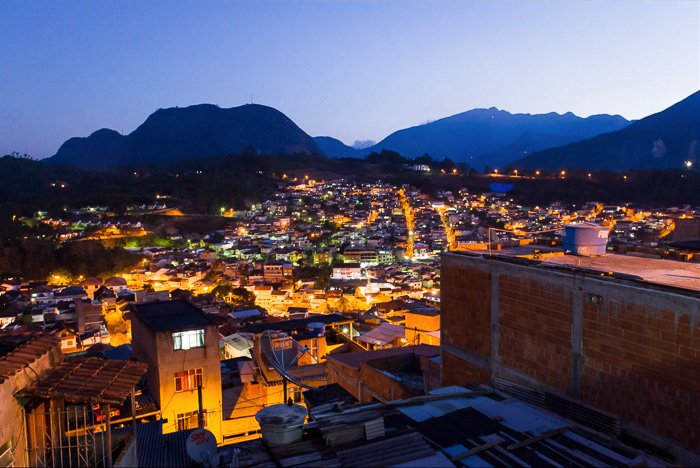 Beautiful travel photography shot of a sprawling cityscape at night