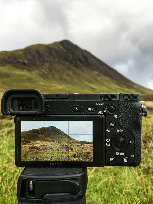 Back of Sony A6500 showing rear controls