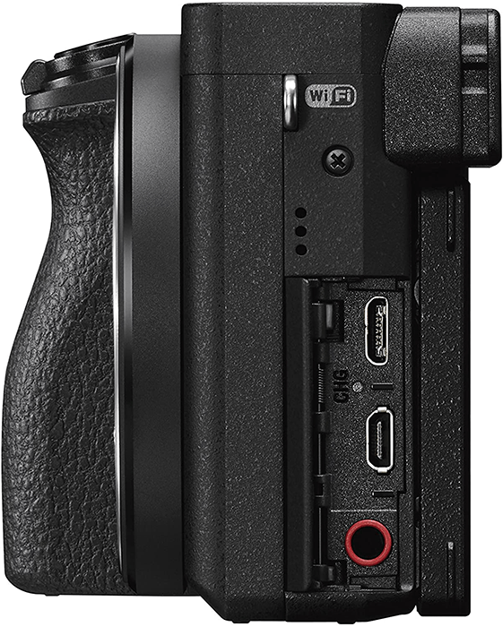 side view of the Sony A6500 ports