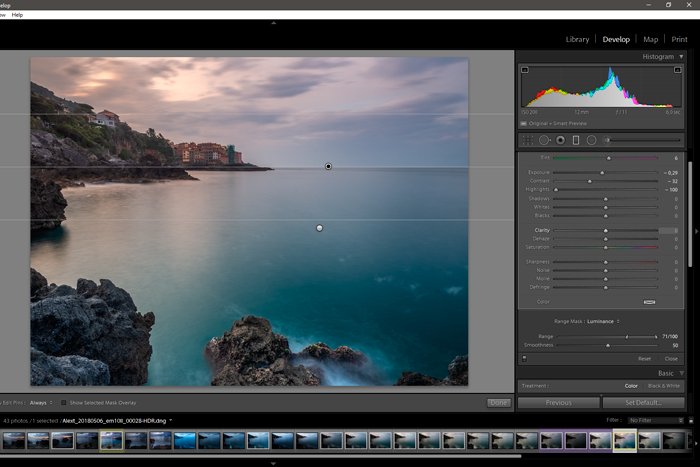 Adobe Lightroom screenshot of range masks for local adjustment