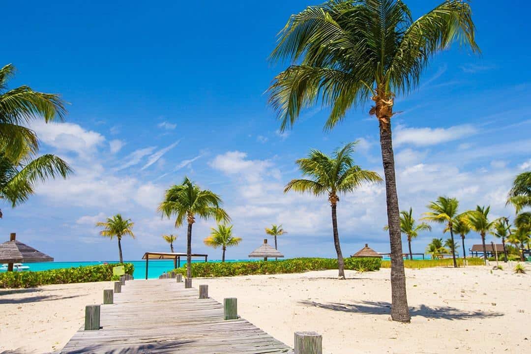 Stunning white beach in Turks and Caicos on Carribean Best family vacations over Christmas